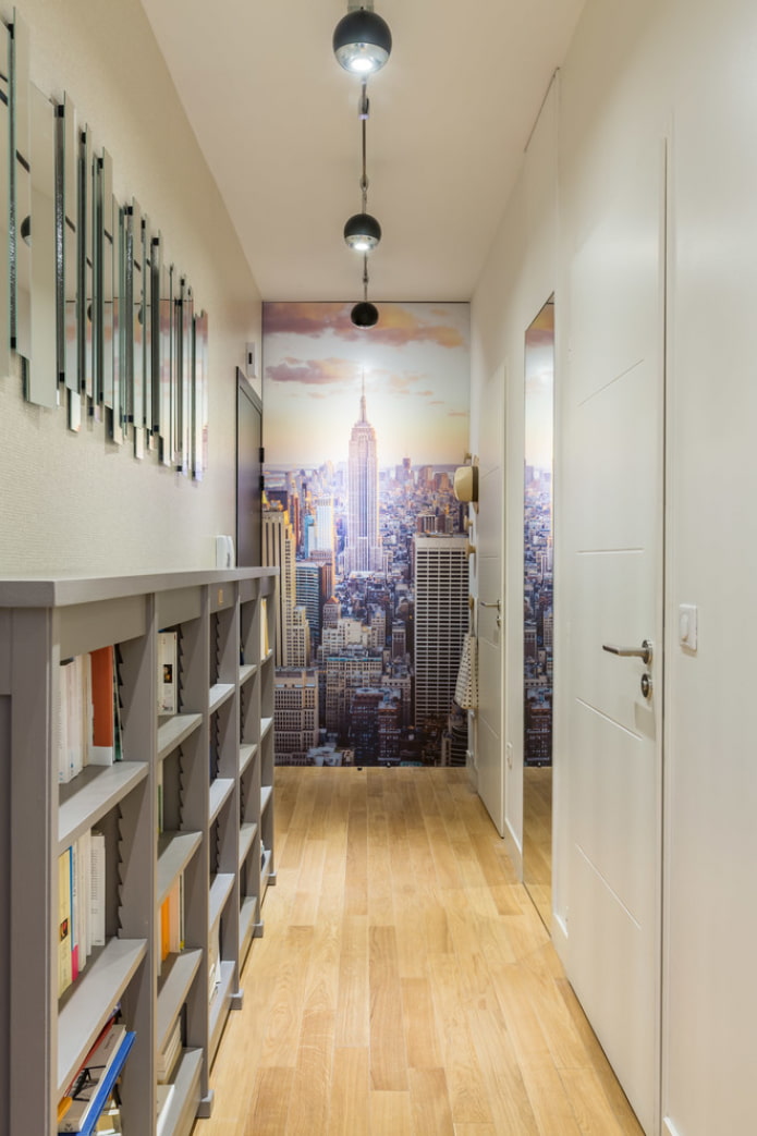wallpaper with a picture of the city in the hallway wallpaper with a picture of the city in the hallway