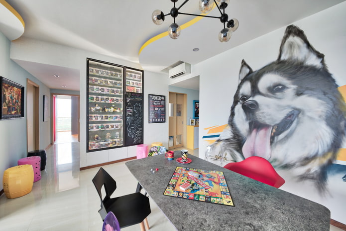 three-dimensional image of a dog on the wall three-dimensional image of a dog on the wall