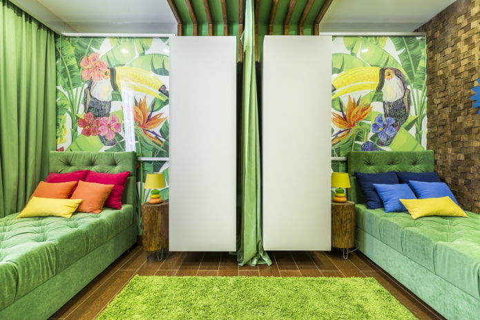 children's room for 2 beds with a screen children's room for 2 beds with a screen