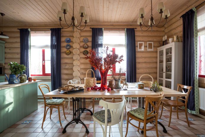 dining room design in a wooden log house dining room design in a wooden log house