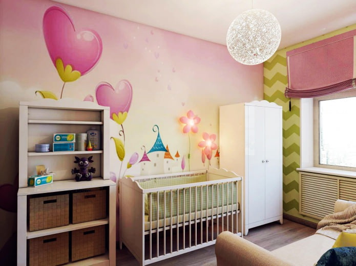 design of a children's room for a newborn 8.4 sq. m. design of a children's room for a newborn 8.4 sq. m.