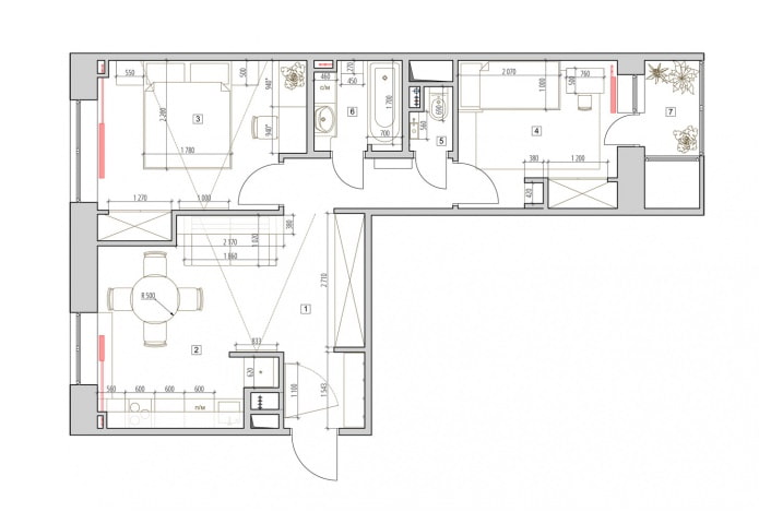 Layout of a two-room apartment 52 sq. m. Layout of a two-room apartment 52 sq. m.