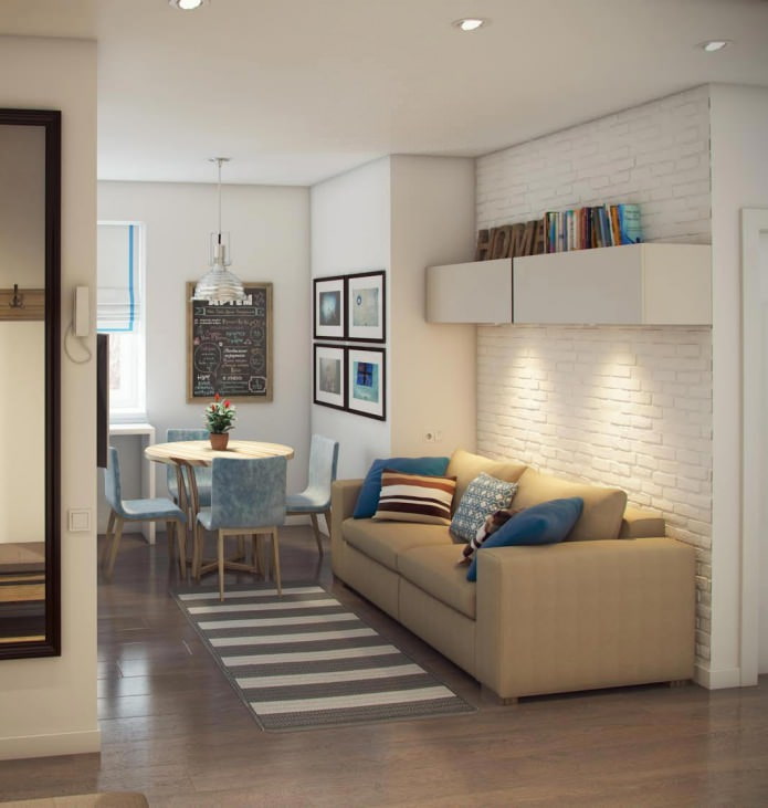 kitchen-living room design 14.4 sq. m. kitchen-living room design 14.4 sq. m.