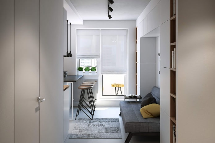 design of a kitchen-living room in a studio apartment of 43 sq. m. design of a kitchen-living room in a studio apartment of 43 sq. m.