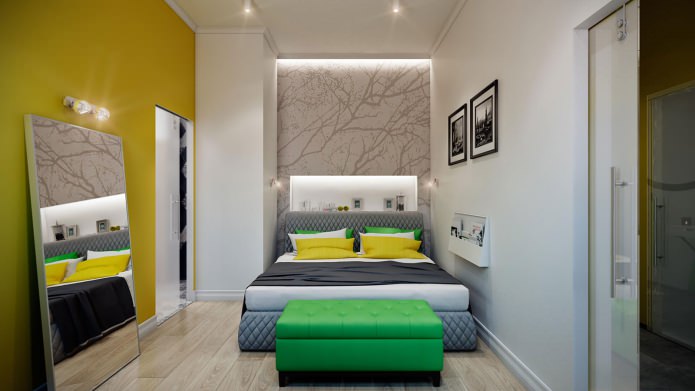 bedroom in the interior of a stylish modern apartment bedroom in the interior of a stylish modern apartment