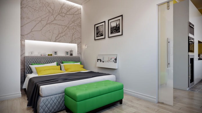 bedroom in the interior of a stylish modern apartment bedroom in the interior of a stylish modern apartment