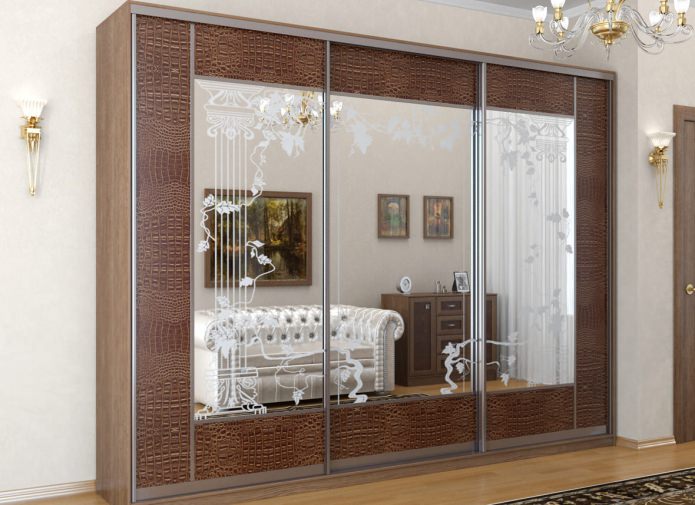 wardrobe with faux leather inserts