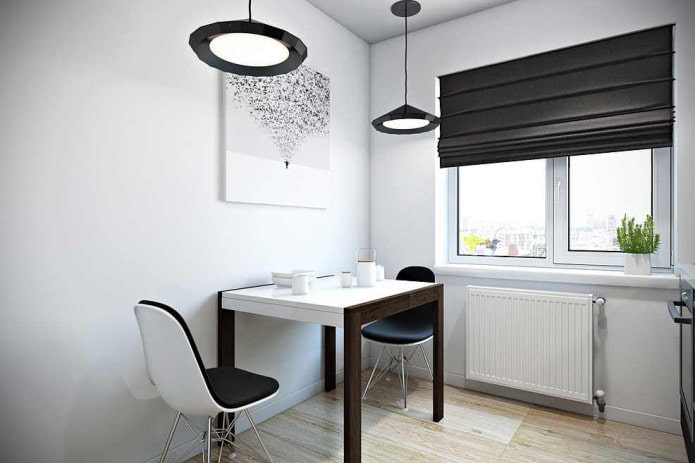 Roman blind in the interior of the kitchen
