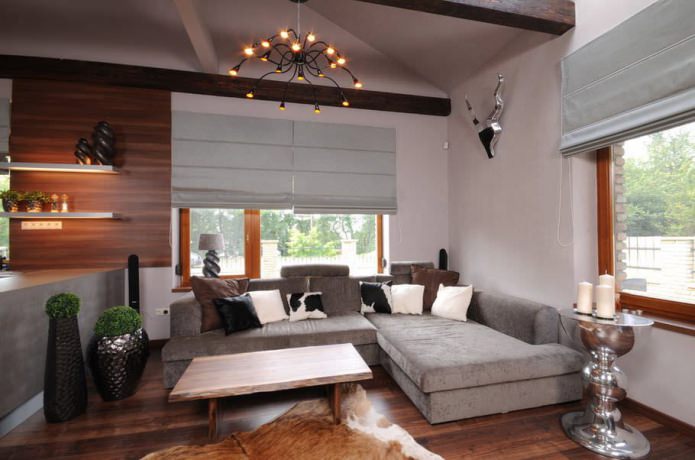 roman blind in the interior of the living room