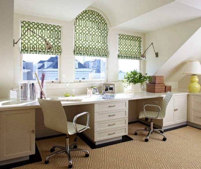 window decoration with roman blinds