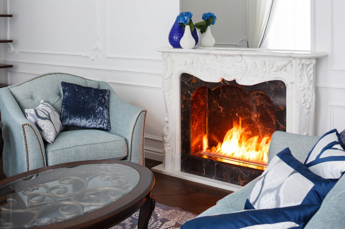 Biofireplace recessed into the portal