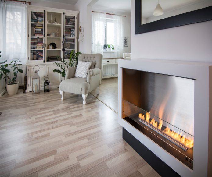 biofireplace with plasterboard portal