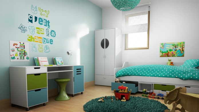 Turquoise children's room for a boy Turquoise children's room for a boy