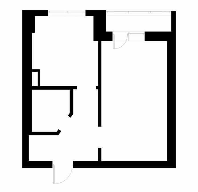 layout of a one-room apartment 39 sq. m.