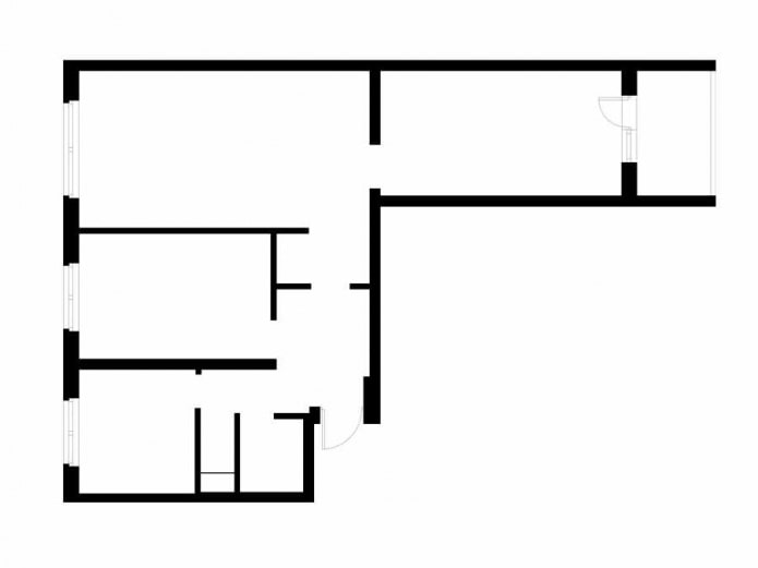 The layout of a three-room apartment is 60 sq. m. in a house of type II-49 The layout of a three-room apartment is 60 sq. m. in a house of type II-49