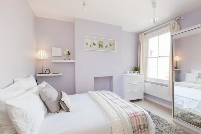 bedroom interior in pastel lilac colors bedroom interior in pastel lilac colors