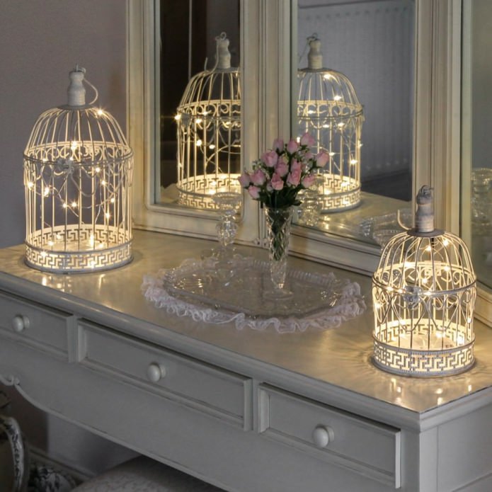 Decorating a candlestick with a garland Decorating a candlestick with a garland