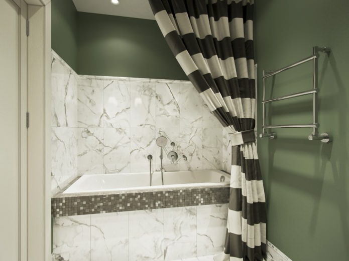 Bathroom in green colors 4 sq. m.