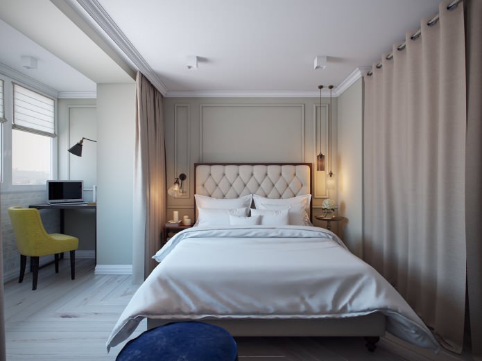 interior of a bedroom combined with a loggia interior of a bedroom combined with a loggia