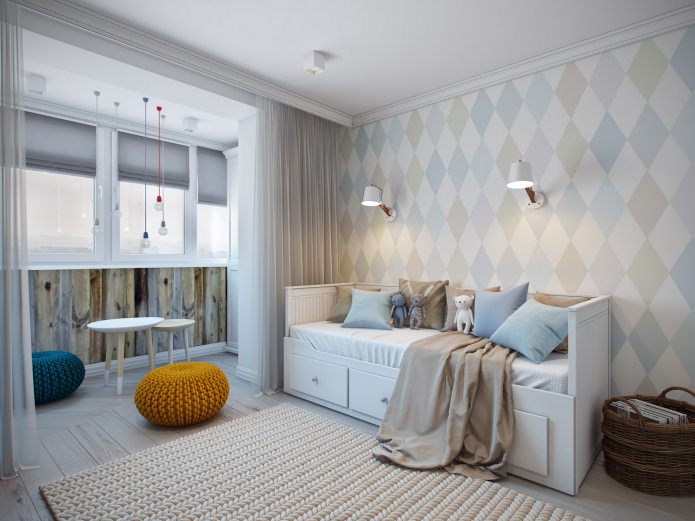 the interior of the nursery combined with the loggia the interior of the nursery combined with the loggia