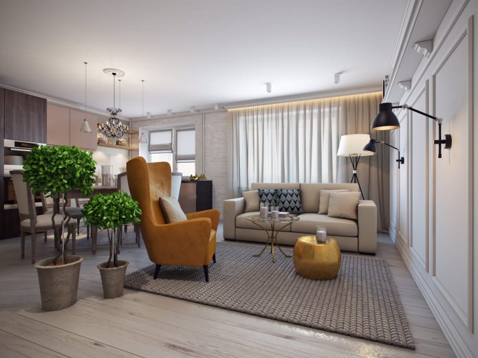 interior of the combined kitchen-living room interior of the combined kitchen-living room