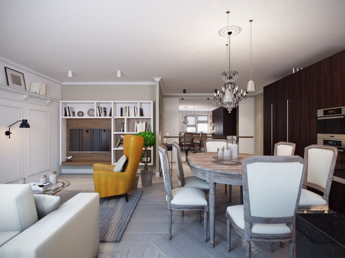 interior of the combined kitchen-living room interior of the combined kitchen-living room