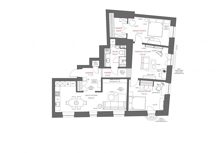 the layout of the apartment is 100 sq. m. the layout of the apartment is 100 sq. m.