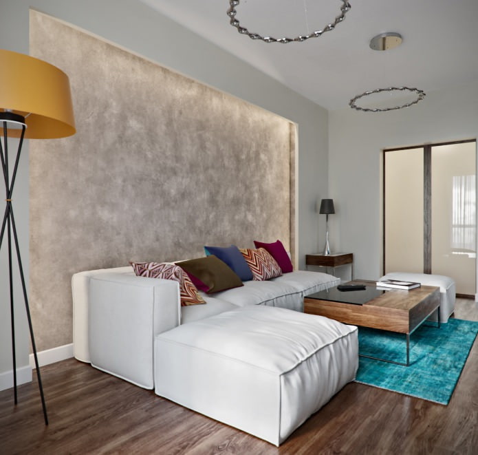 living room design 17.7 sq. m.