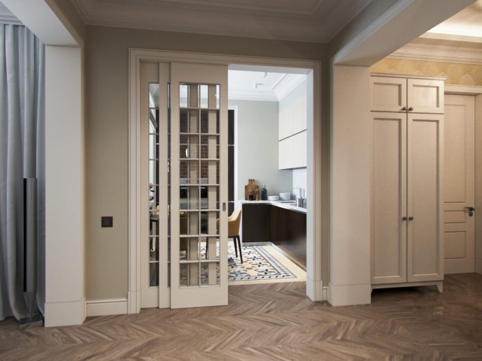 sliding door between the hallway and the kitchen