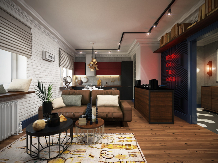 loft-style kitchen-living room