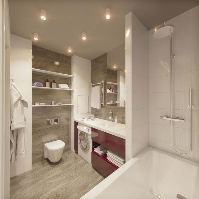 bathroom design with washing machine