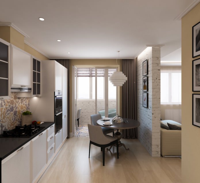 kitchen in a studio apartment 50 sq.