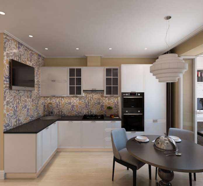 kitchen in a studio apartment 50 sq.