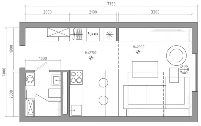 studio layout 29 sq. m. studio layout 29 sq. m.