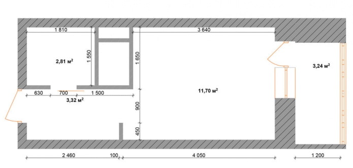layout studio 18 sq. m.