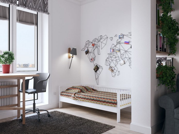 The interior of the nursery in the studio is 26 sq. m.