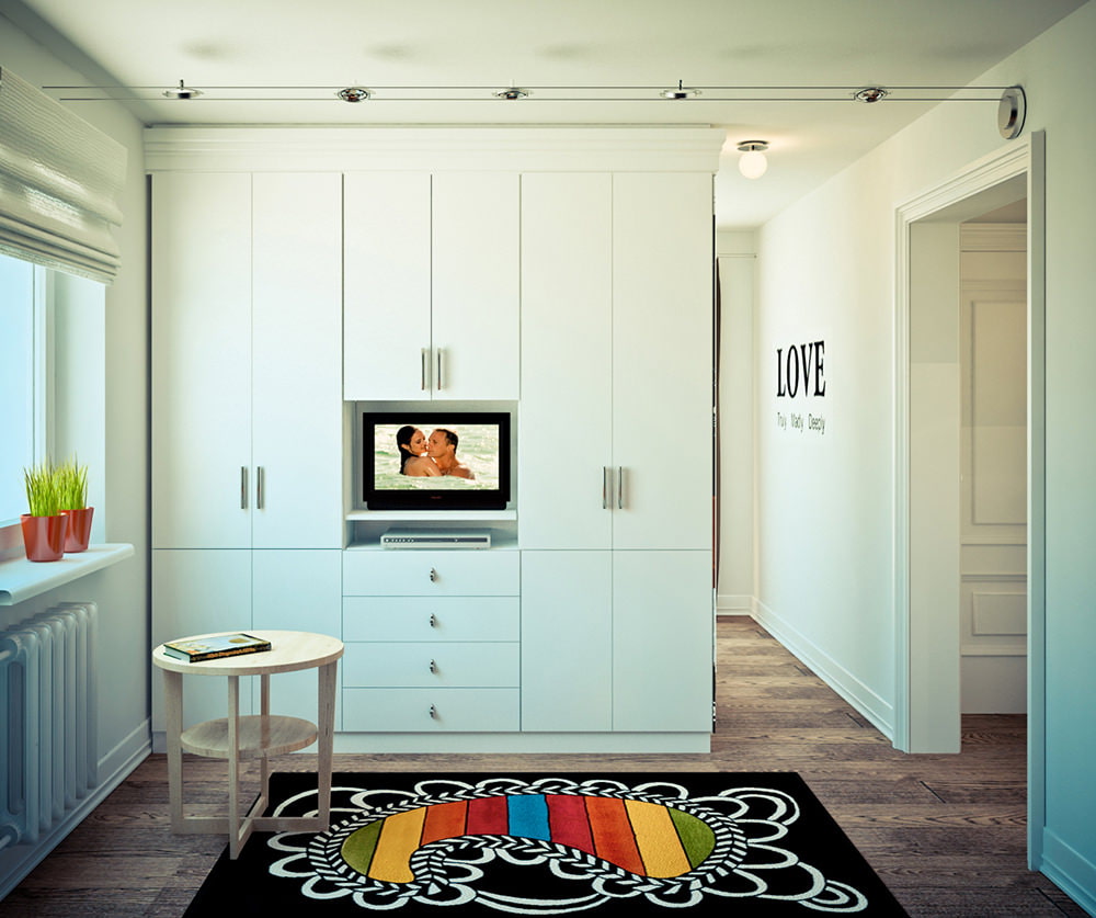 zoning wardrobe between bedroom and living room