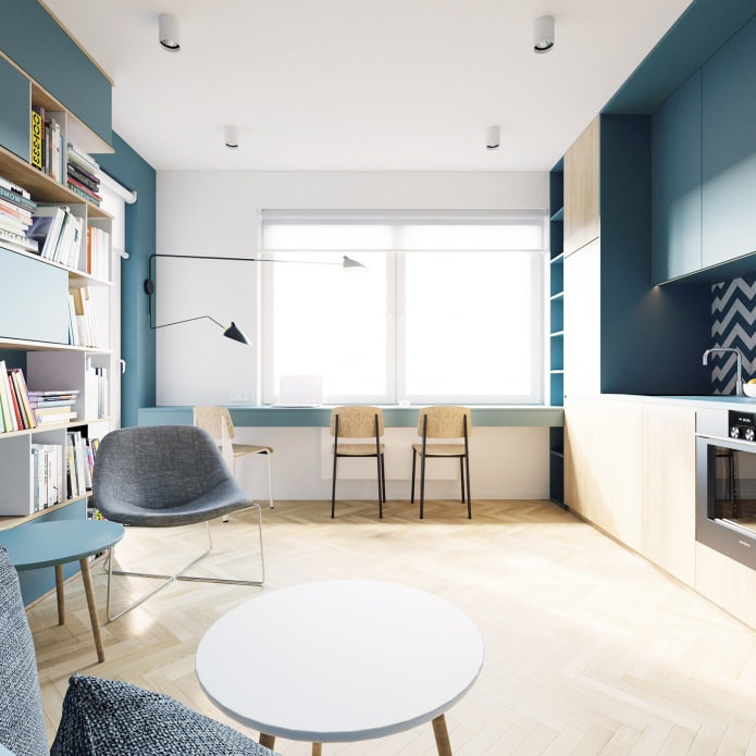 design of a studio apartment of 40 sq. m.