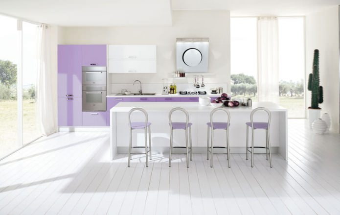 White-lilac kitchen interior White-lilac kitchen interior
