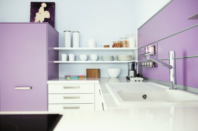 kitchen in white and lilac colors kitchen in white and lilac colors