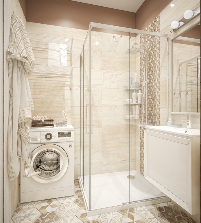 bathroom with shower in beige colors