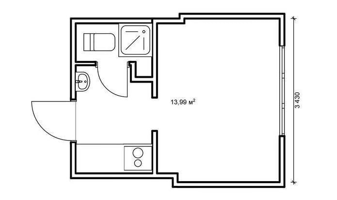 photo of the layout of the apartment of 14 sq. m. photo of the layout of the apartment of 14 sq. m.