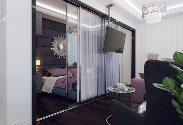 bedroom design in an apartment of 46 sq. m.