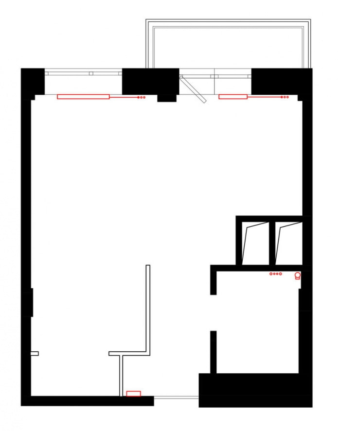 Layout of a studio apartment 33 sq. m. Layout of a studio apartment 33 sq. m.