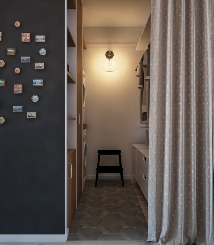 Dressing room design in a one-room vest apartment