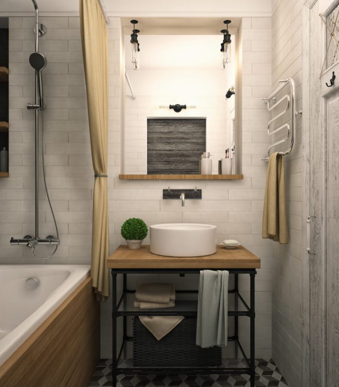 Bathroom design in a one-room vest apartment