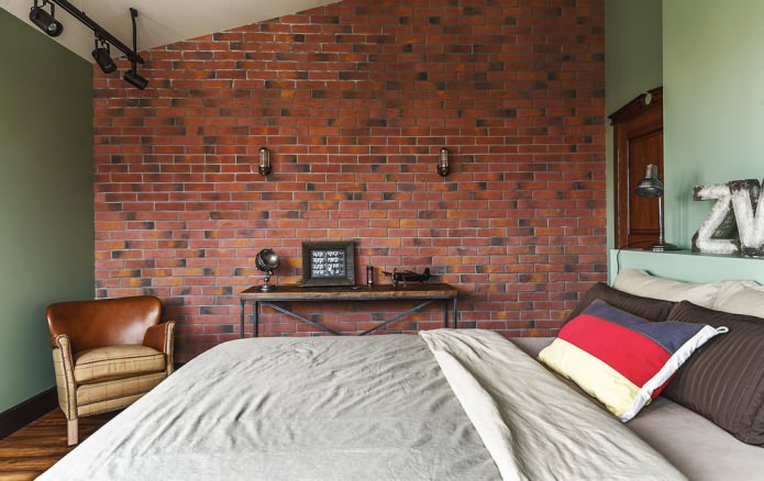 red brick in the interior of the bedroom red brick in the interior of the bedroom