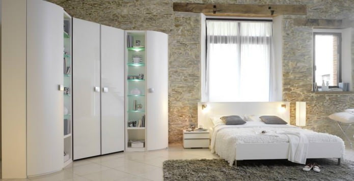 Photo of corner cabinets in the bedroom Photo of corner cabinets in the bedroom