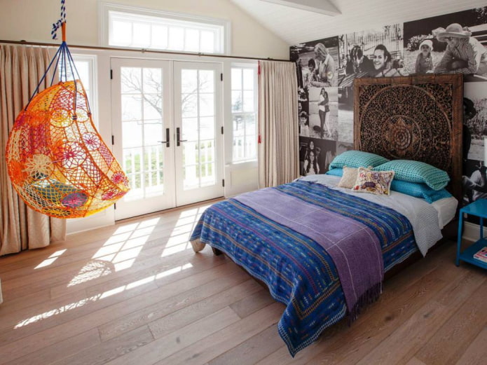 wicker bright armchair in the bedroom