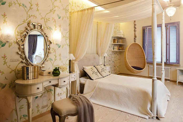 hanging chair in the bedroom